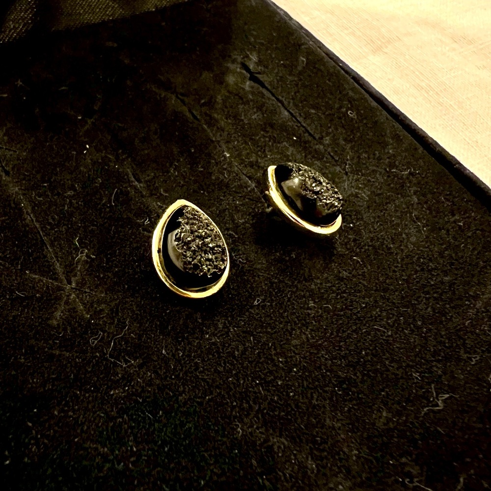 Francesca’s Collection Black Stone Teardrop Stud Earrings